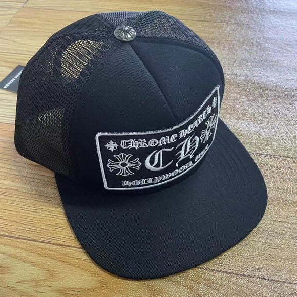 Chrome Hearts Triple Black Logo Trucker Hat - Picture 1 of 5